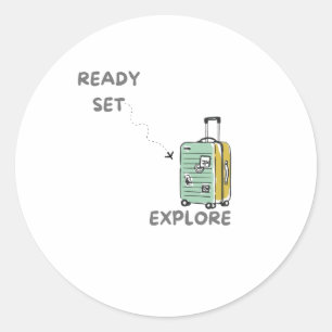 Adesivo Redondo Viagem Cote Ready Set Explore - decor wanderlust