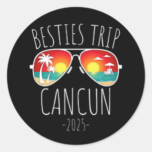 Adesivo Redondo Viagem das Amigas 2025 Cancun México Fim de Semana