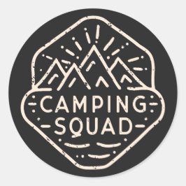 Adesivo Redondo Viagem de acampamento de companheiros de aventura