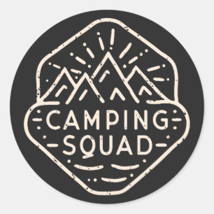 Adesivo Redondo Viagem de acampamento de companheiros de aventura