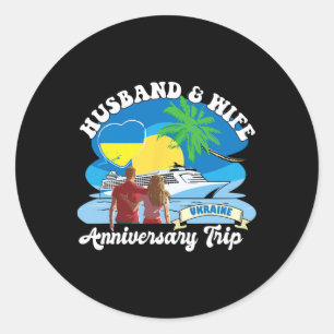 Adesivo Redondo Viagem de Aniversário de Marido e Mulher Ucrânia 
