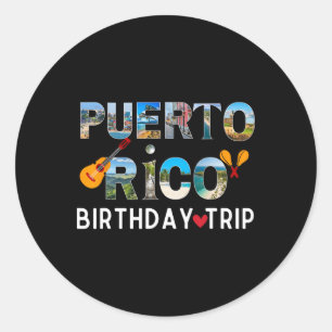 Adesivo Redondo Viagem de Aniversário Férias Viagem Porto Rico
