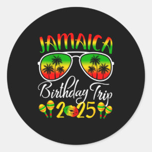 Adesivo Redondo Viagem de aniversário Jamaica 2025 Família engraça