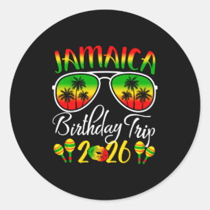 Adesivo Redondo Viagem de Aniversário Jamaica Férias Verão 2026 Ro