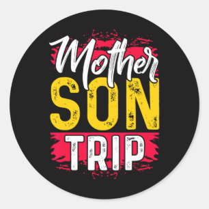 Adesivo Redondo Viagem de Camisa de Camisa de Mãe Trip Férias de V