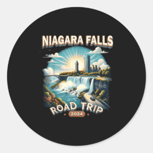 Adesivo Redondo Viagem de carro para Niagara Falls 2024 Viagem em