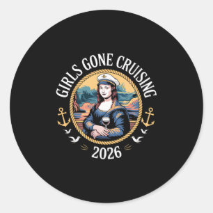 Adesivo Redondo Viagem de Cruzeiro Mona Lisa Férias Garotas Cruzei