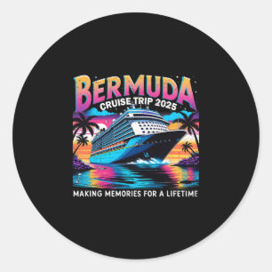 Adesivo Redondo Viagem de Cruzeiro pelas Bermudas 2025 Presente de