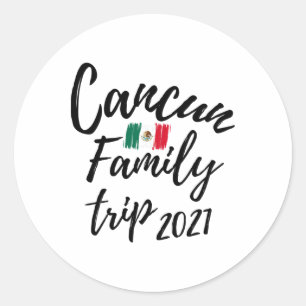 Adesivo Redondo Viagem de família em Cancun Projeto de férias no M