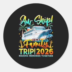 Adesivo Redondo Viagem de Família Embarque Divertido Férias 2026 R