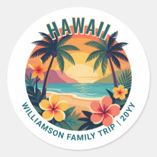 Adesivo Redondo Viagem de Família Personalizada de Férias Tropicai