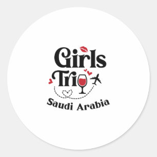 Adesivo Redondo Viagem de garotas de vinho adorável Arábia Saudita