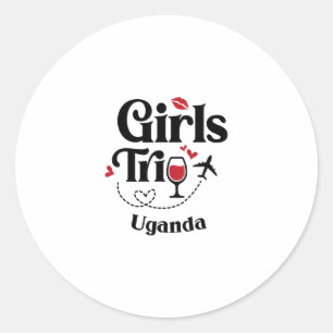 Adesivo Redondo Viagem de garotas de vinho fofo Uganda Viagem Féri