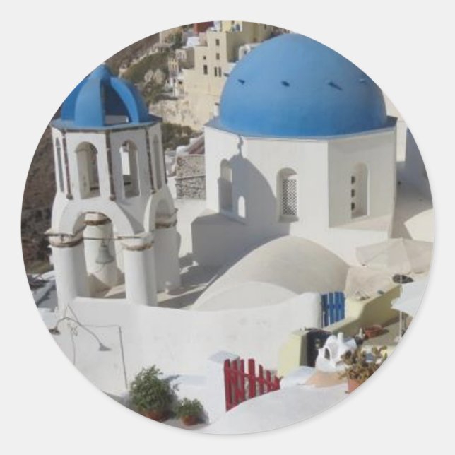 Adesivo Redondo Viagem de Grécia do Mykonos (Frente)