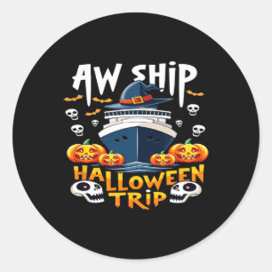 Adesivo Redondo Viagem de Halloween da Aw Ship Feliz Halloween Bom