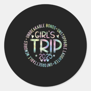 Adesivo Redondo Viagem de Meninas 2025 Fim de Semana de Férias Fem