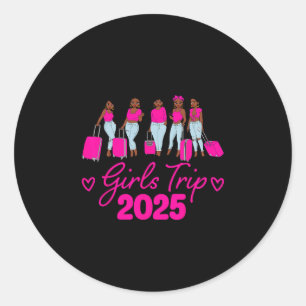 Adesivo Redondo Viagem de Meninas 2025 Mulheres Afro-Americanas Me