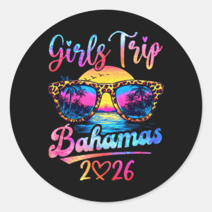 Adesivo Redondo Viagem de Meninas Bahamas 2026 Férias de Verão Com