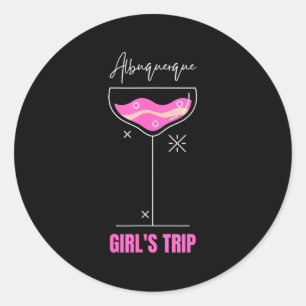 Adesivo Redondo Viagem de Meninas Bebida de Praia Albuquerque Novo