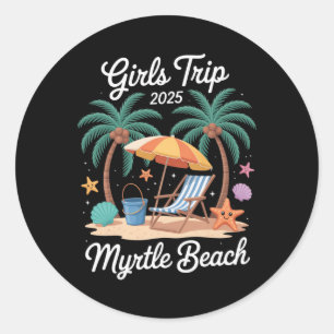 Adesivo Redondo Viagem de Meninas de 2025 Myrtle Beach Roupas de F