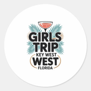 Adesivo Redondo Viagem de Meninas Key West Mulheres Amigas Flórida