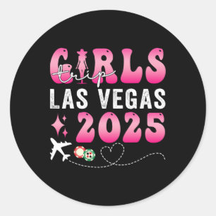 Adesivo Redondo Viagem de Meninas Las Vegas 2025 EUA Férias de Ver
