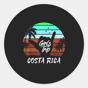 Adesivo Redondo viagem de meninas na Costa Rica roupa de férias co
