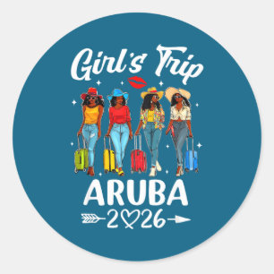 Adesivo Redondo Viagem de Meninas para Aruba 2026 Aniversário