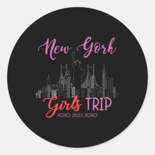 Adesivo Redondo Viagem de Meninas para Nova York 2023 Férias em No