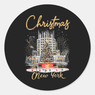 Adesivo Redondo Viagem de Natal das Meninas de Nova York Ny Corres