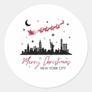 Adesivo Redondo Viagem de Natal para Nova York, Feliz Natal Nova
