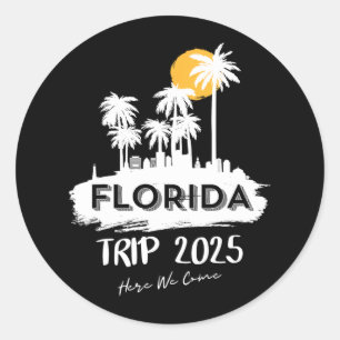 Adesivo Redondo Viagem de praia em Miami Flórida 2025, aqui vamos