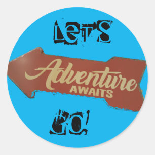 Adesivo Redondo viagem de Triagem da Família Adventure Sign