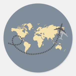 Adesivo Redondo viagem de vamos da ilustração mundial