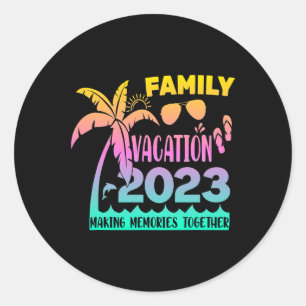 Adesivo Redondo Viagem de Verão da família Vintage Praia
