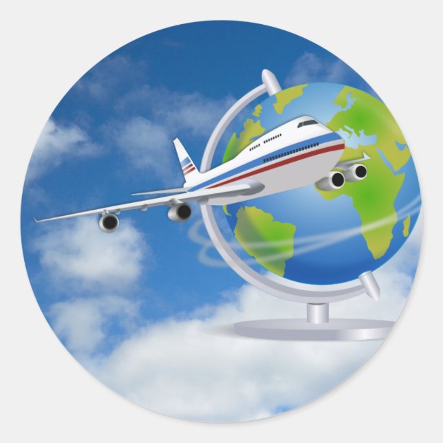Adesivo Redondo Viagem do mundo (Frente)