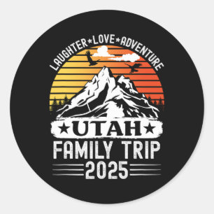 Adesivo Redondo Viagem em Família ao Utah 2025 Aventura de Acampam