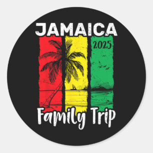 Adesivo Redondo Viagem em Família Jamaica 2025 Ilha Tropical Féria