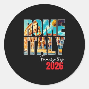 Adesivo Redondo Viagem em Família para Roma Itália 2026 Férias na 