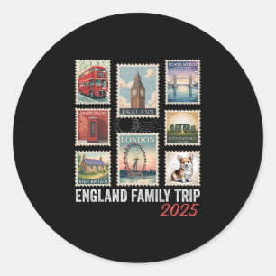 Adesivo Redondo Viagem em Família pela Inglaterra 2025 Selo Postal