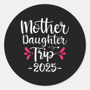 Adesivo Redondo Viagem Familiar de Filha da Mãe de 2025 Férias de
