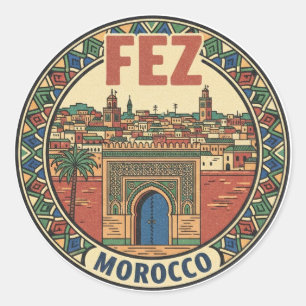 Adesivo Redondo Viagem Fez Marrocos