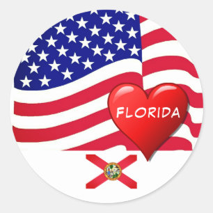 Adesivo Redondo Viagem Florida Love Sticker