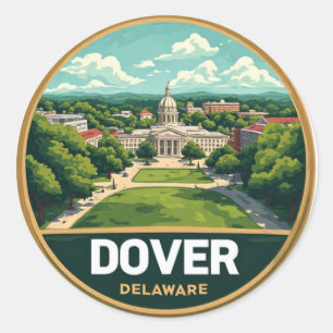 Adesivo Redondo Viagem Histórica pela Costa de Dover Delaware