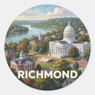 Adesivo Redondo Viagem Histórica pelo Rio da Capital Richmond Virg