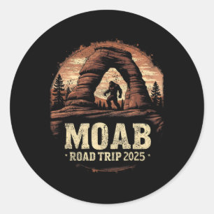 Adesivo Redondo Viagem Moab Bigfoot Vintage Utah Viagem de Carro C