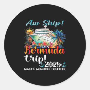 Adesivo Redondo Viagem para Bermudas 2025 Cruzeiro Bermudas Tri