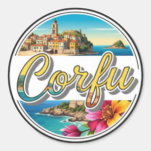 Adesivo Redondo Viagem para Corfu Grécia