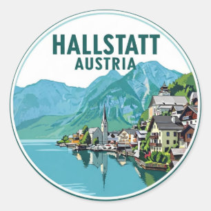 Adesivo Redondo Viagem para Hallstatt Áustria