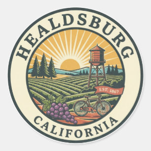 Adesivo Redondo Viagem para Healdsburg Califórnia
